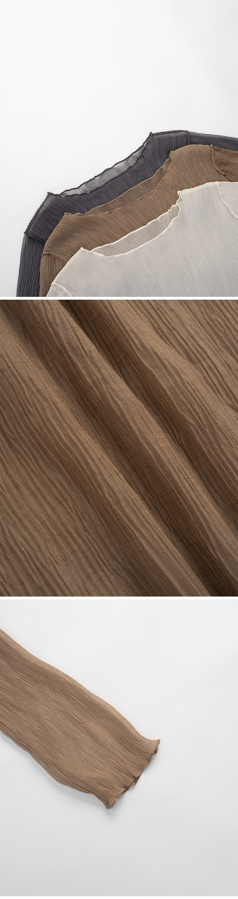 シワ感フリルシアートップス 3色展開