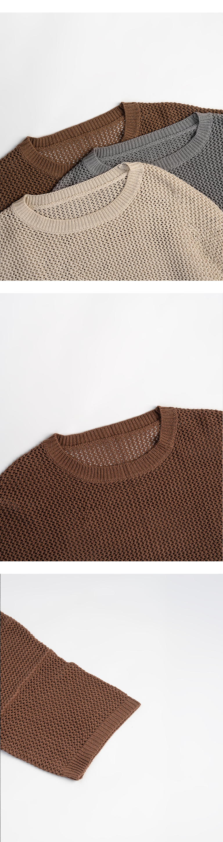 メッシュニットゆったりトップス 3色展開