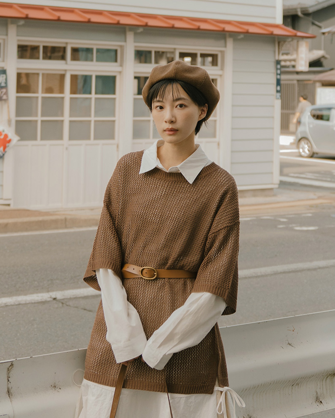 メッシュニットゆったりトップス 3色展開