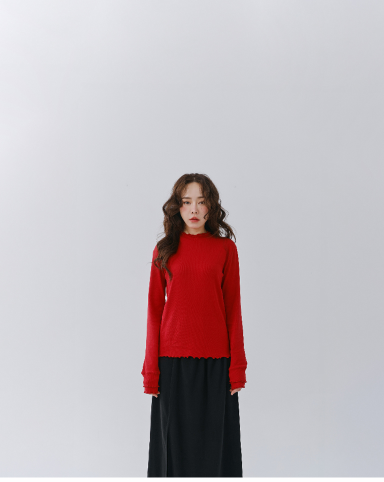 ダブルフリルリネックトップス 6色展開