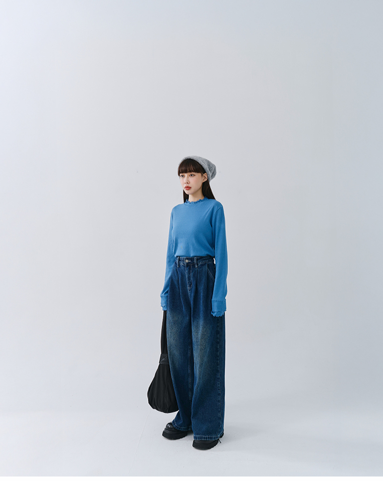 ダブルフリルリネックトップス 6色展開