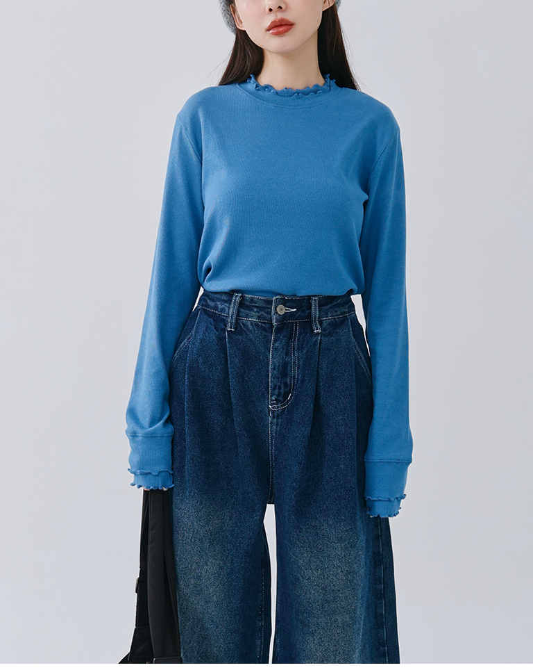 ダブルフリルリネックトップス 6色展開