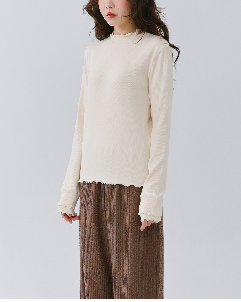 ダブルフリルリネックトップス 6色展開