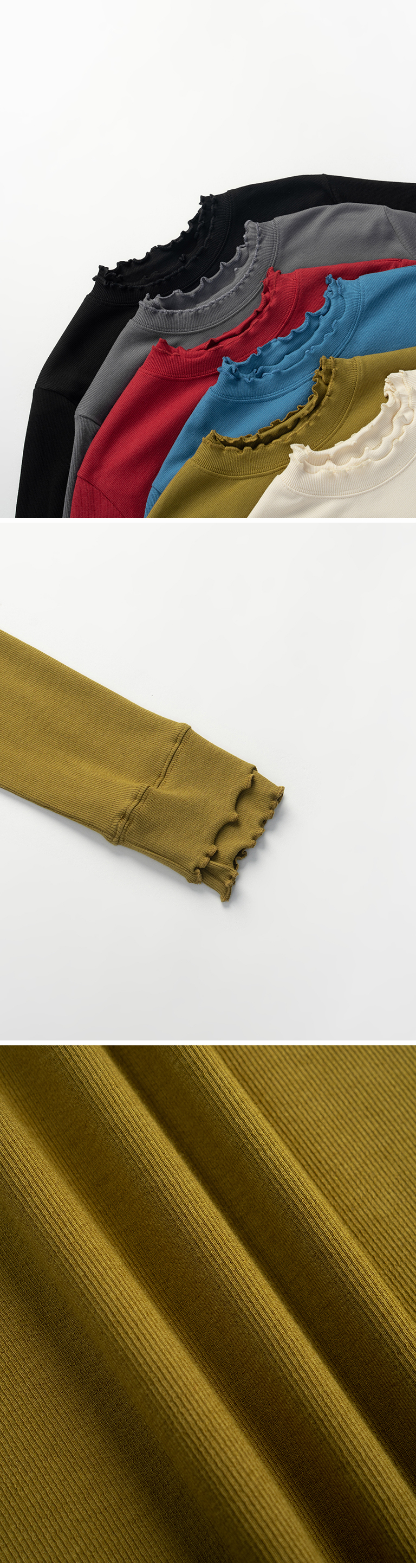 ダブルフリルリネックトップス 6色展開