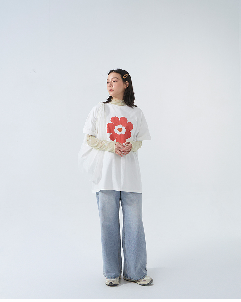 総柄リボンハイネックシアートップス3色展開