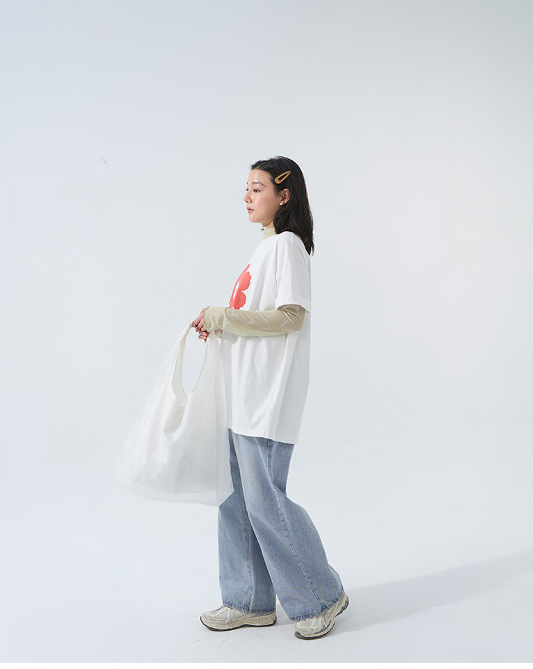 総柄リボンハイネックシアートップス3色展開