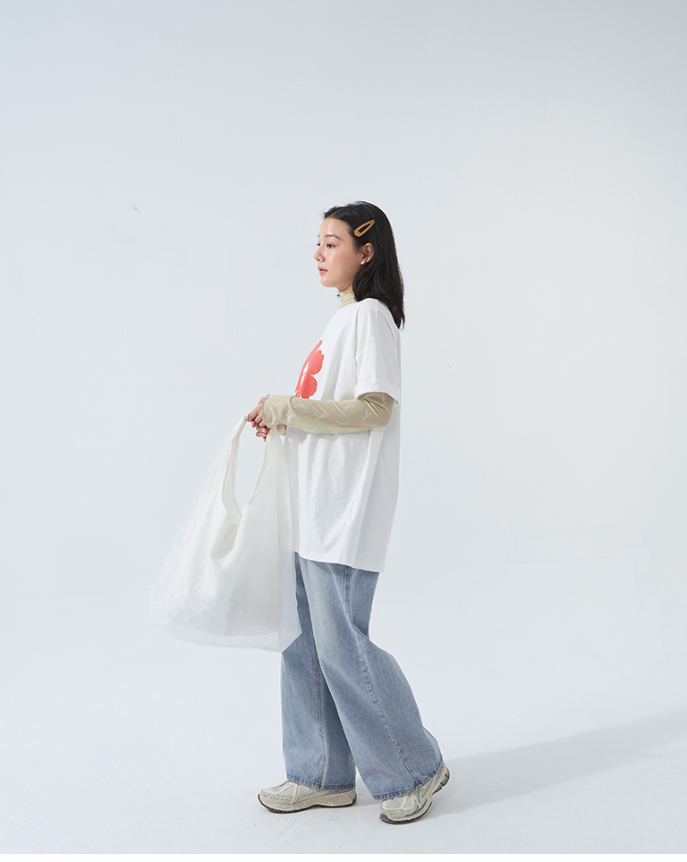 総柄リボンハイネックシアートップス3色展開