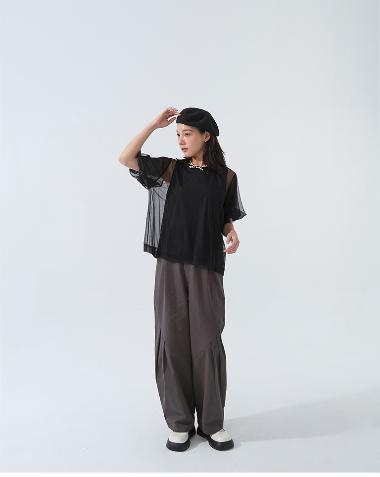 チュールレイヤードトップス - 3色展開