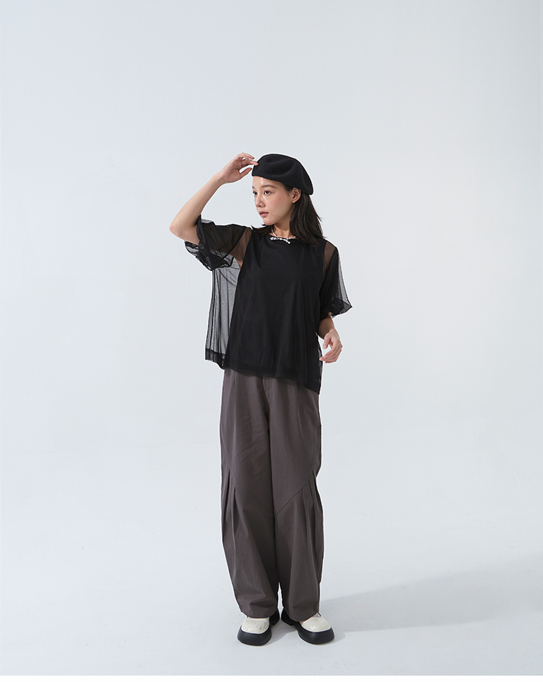 チュールレイヤードトップス - 3色展開