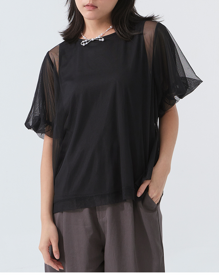 チュールレイヤードトップス - 3色展開