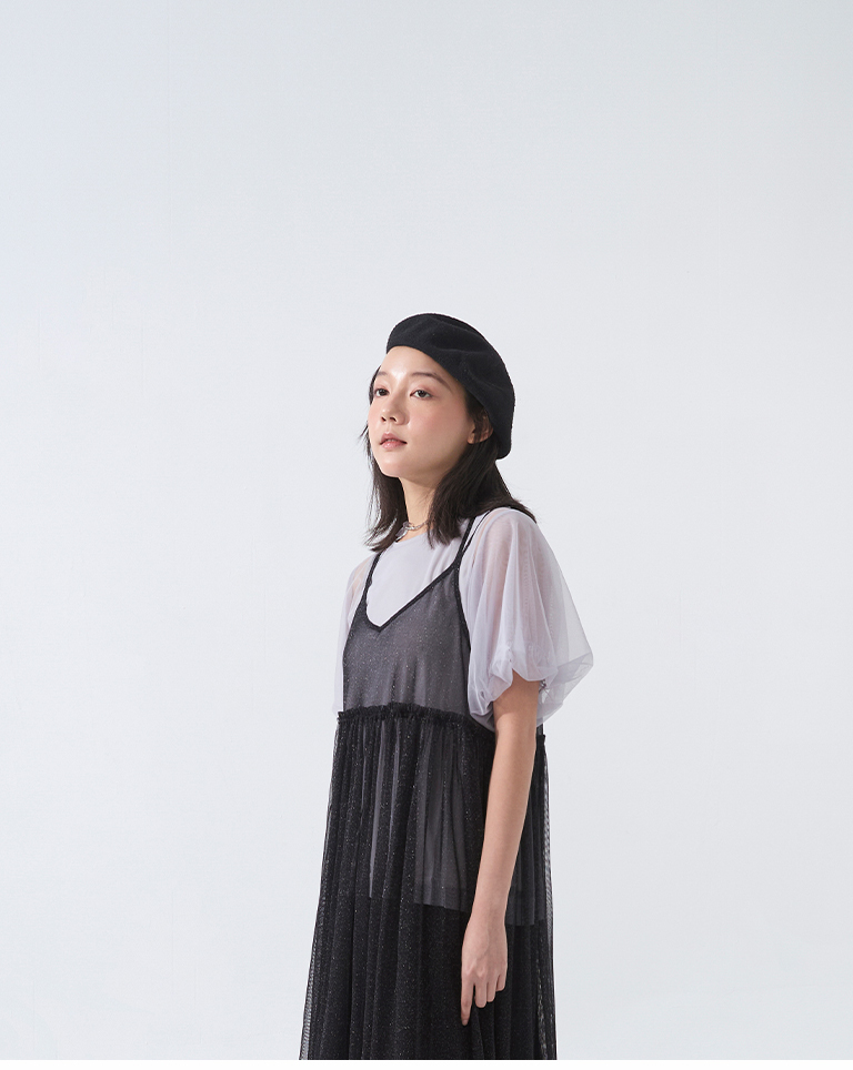 チュールレイヤードトップス - 3色展開