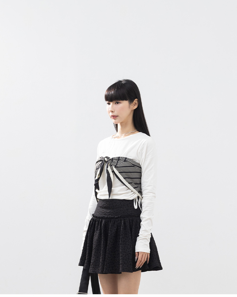 サイドドローストリング長袖トップス 5色展開