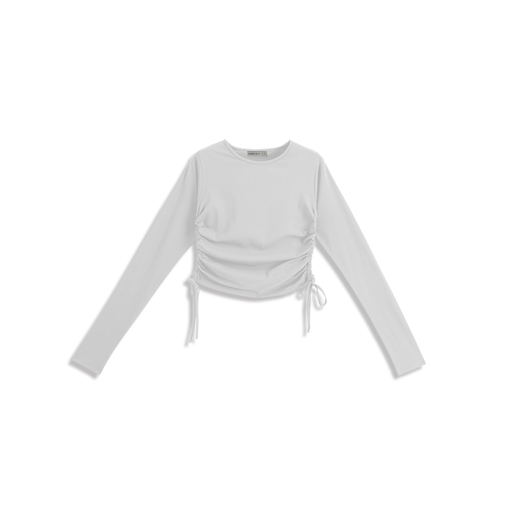 サイドドローストリング長袖トップス 5色展開