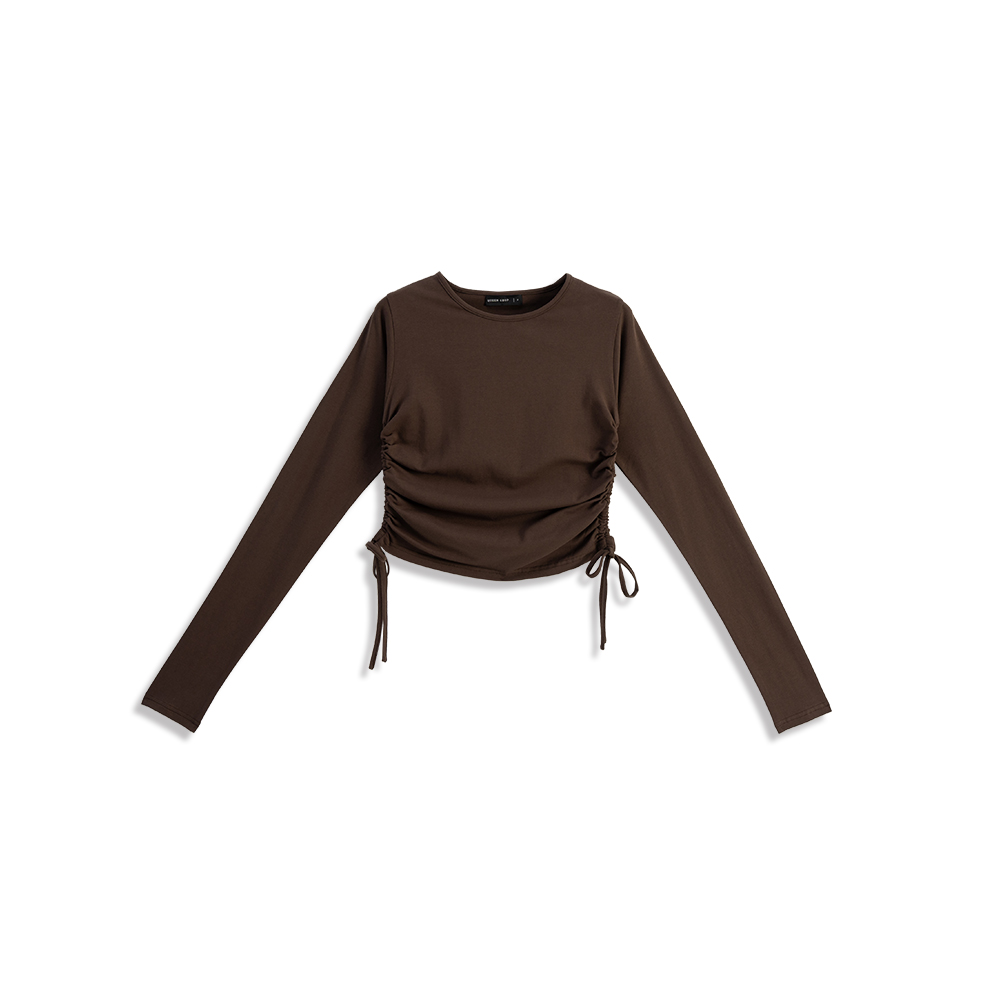 サイドドローストリング長袖トップス 5色展開