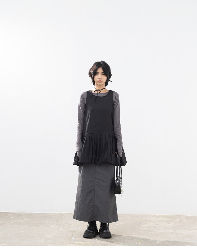 サイドドローストリング長袖トップス 5色展開