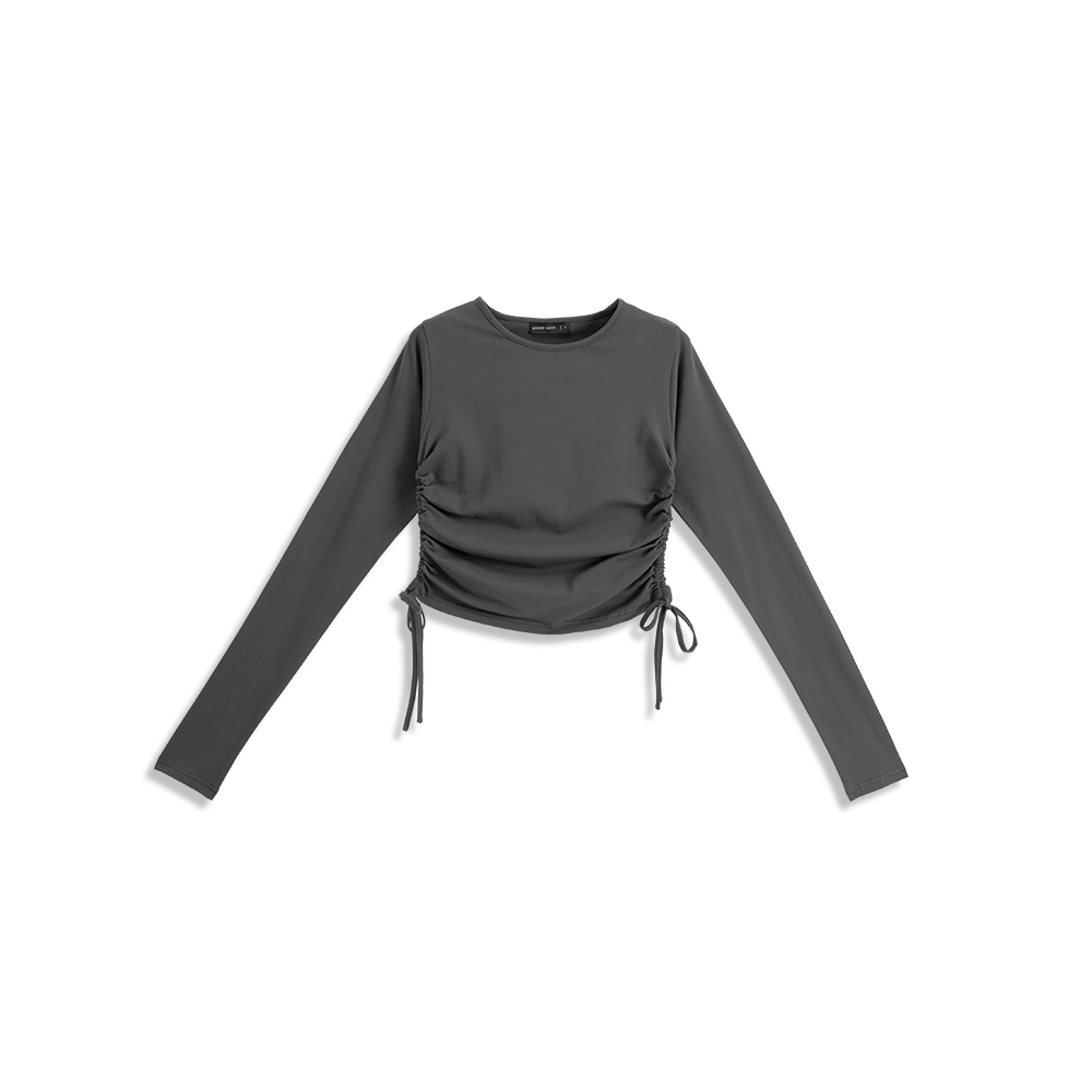 サイドドローストリング長袖トップス 5色展開