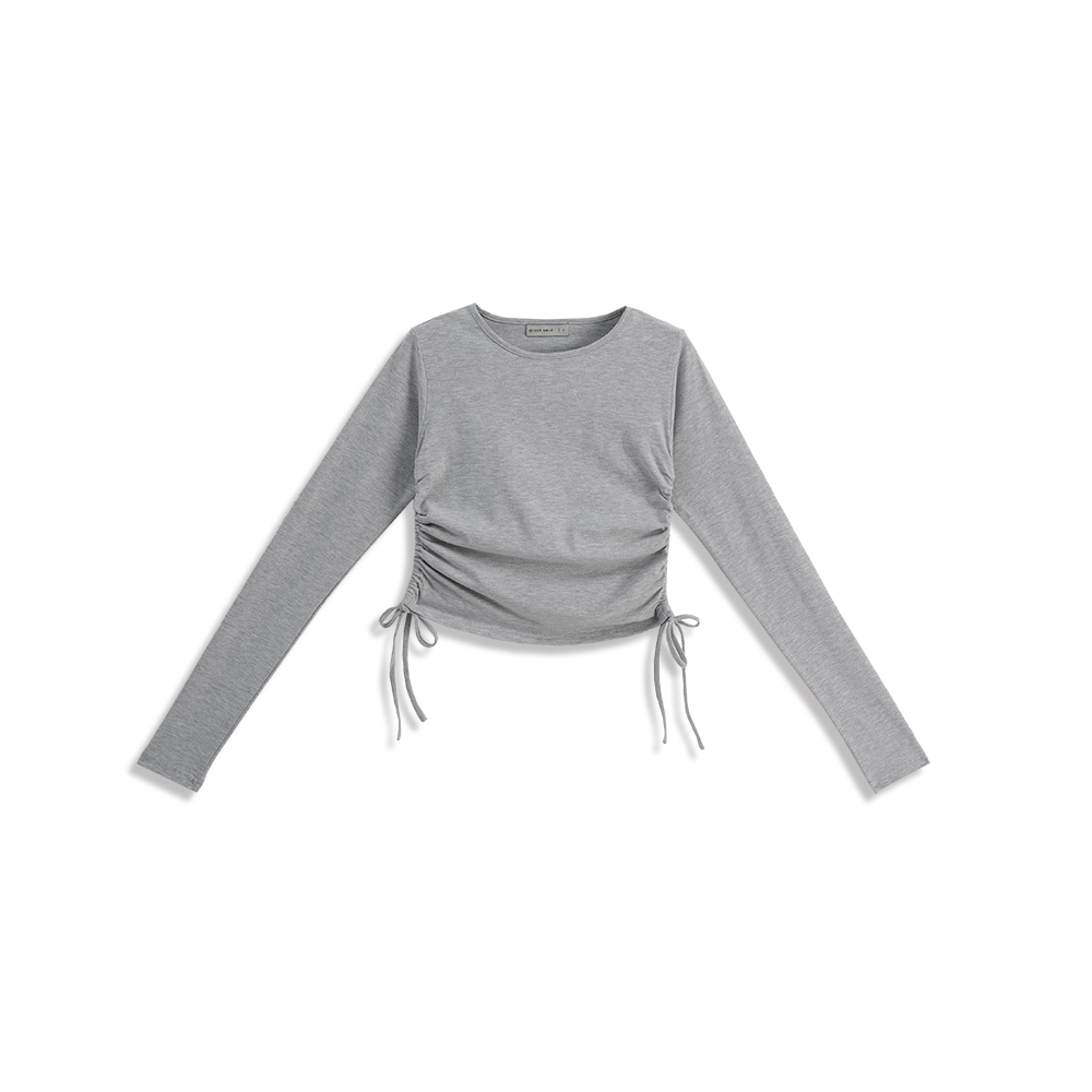 サイドドローストリング長袖トップス 5色展開