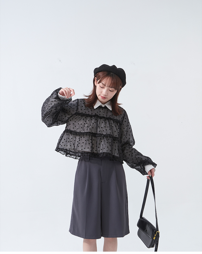 立体ハートフリルシアートップス - 3色展開