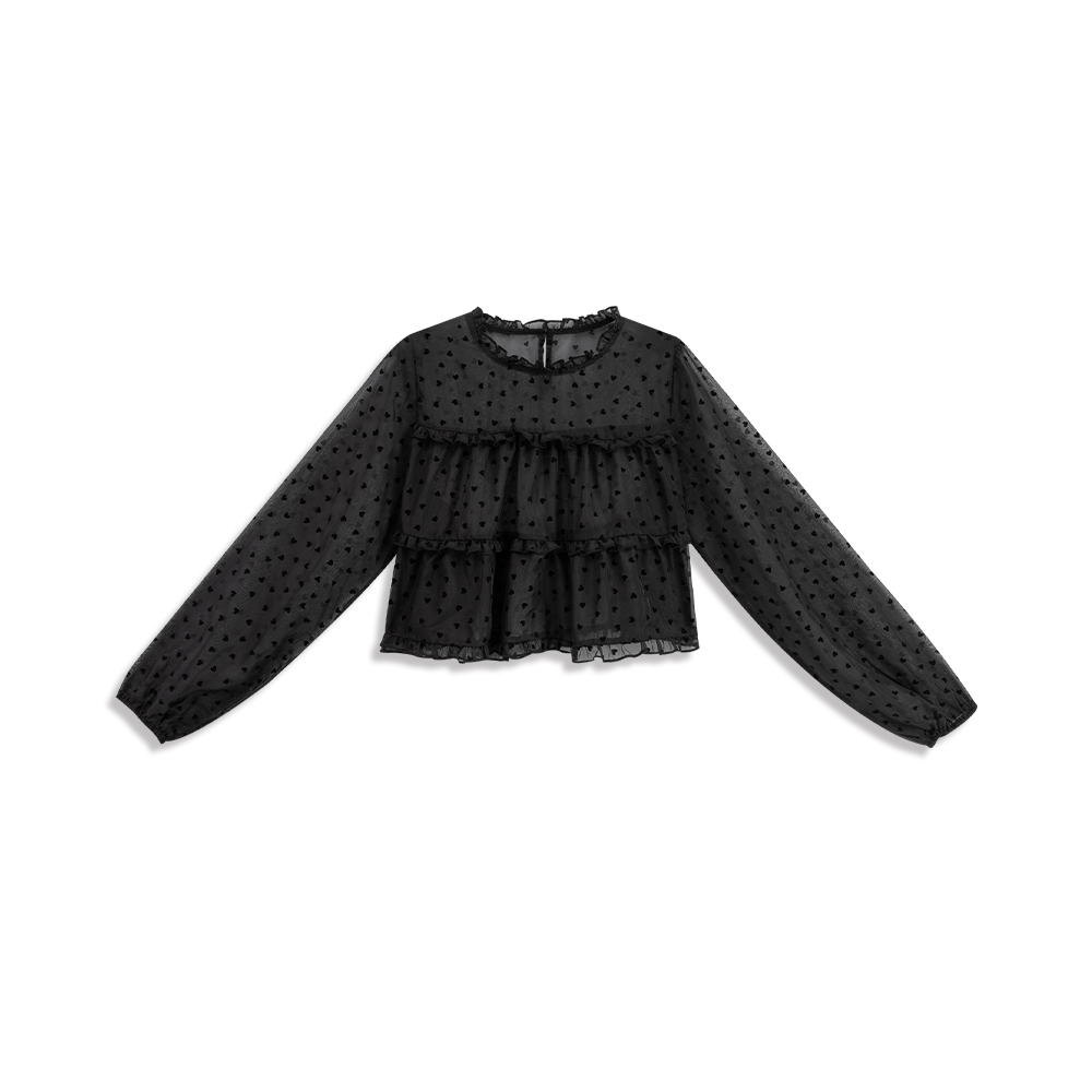 立体ハートフリルシアートップス - 3色展開