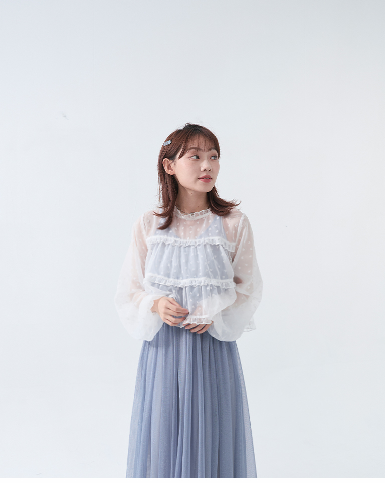 立体ハートフリルシアートップス - 3色展開