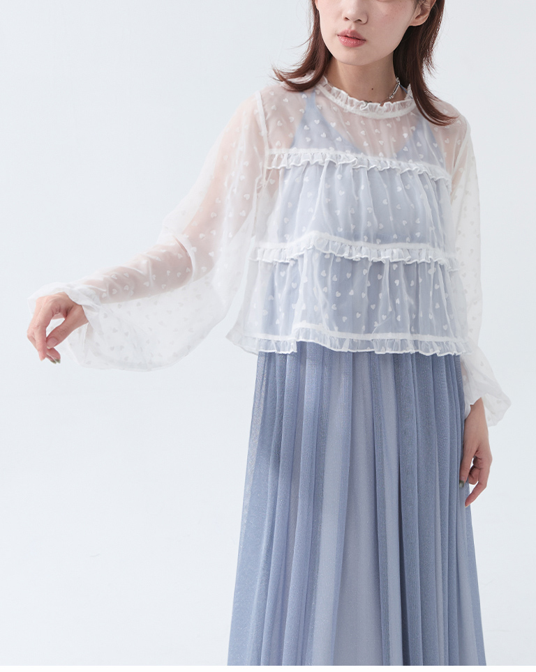 立体ハートフリルシアートップス - 3色展開