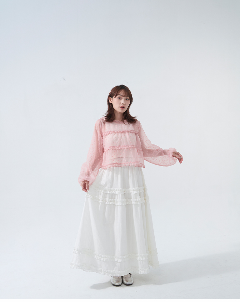 立体ハートフリルシアートップス - 3色展開