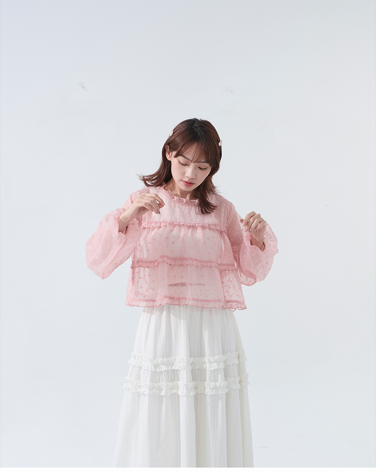 立体ハートフリルシアートップス - 3色展開