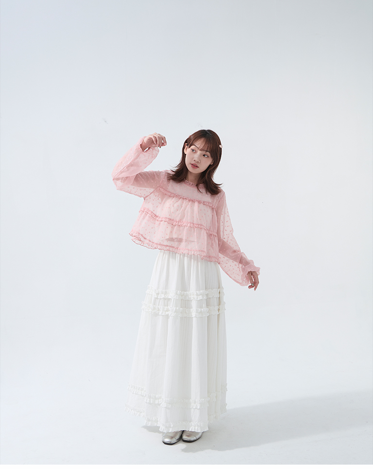 立体ハートフリルシアートップス - 3色展開