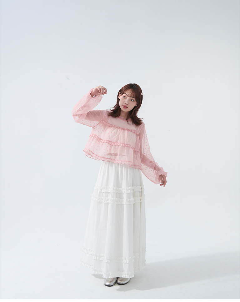 立体ハートフリルシアートップス - 3色展開