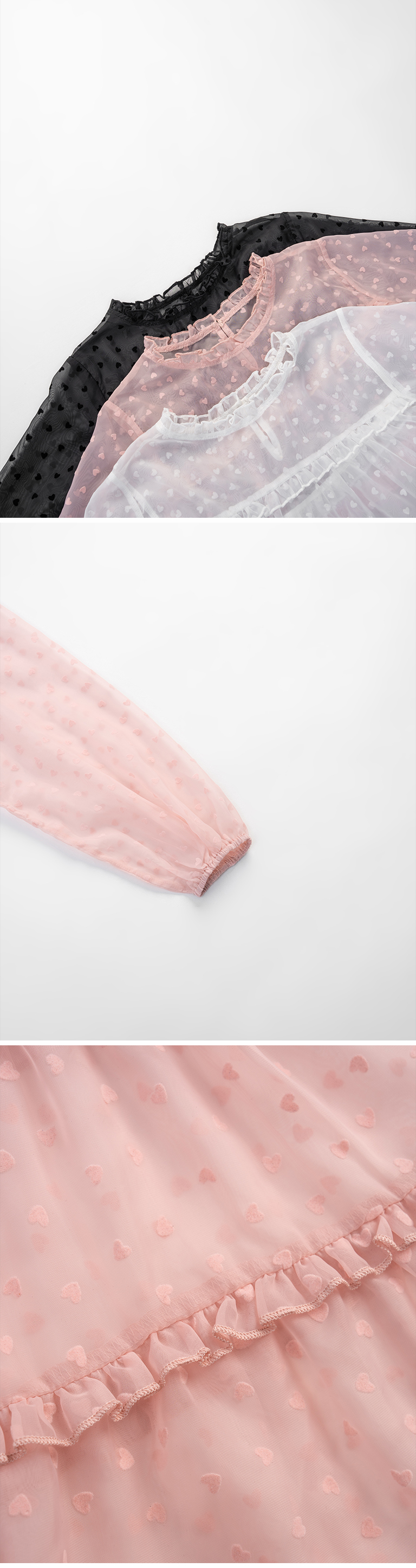 立体ハートフリルシアートップス - 3色展開