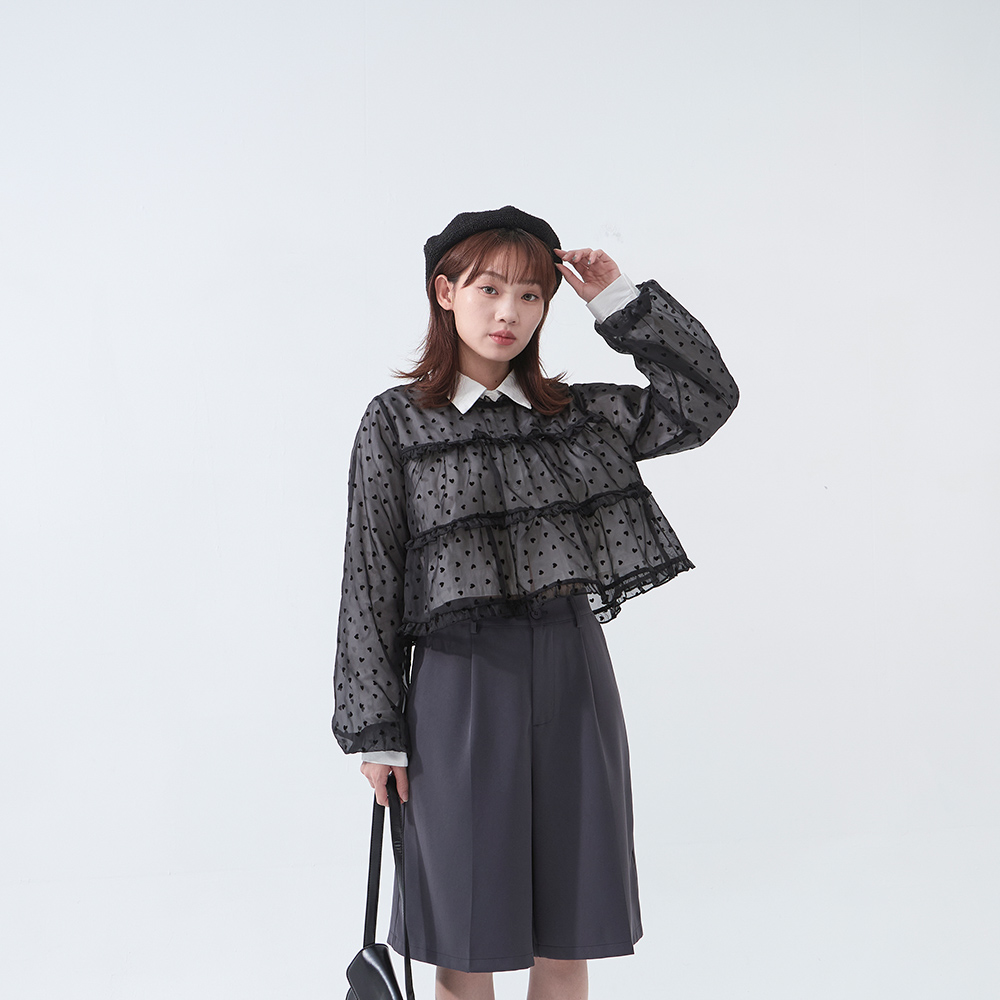 立体ハートフリルシアートップス - 3色展開