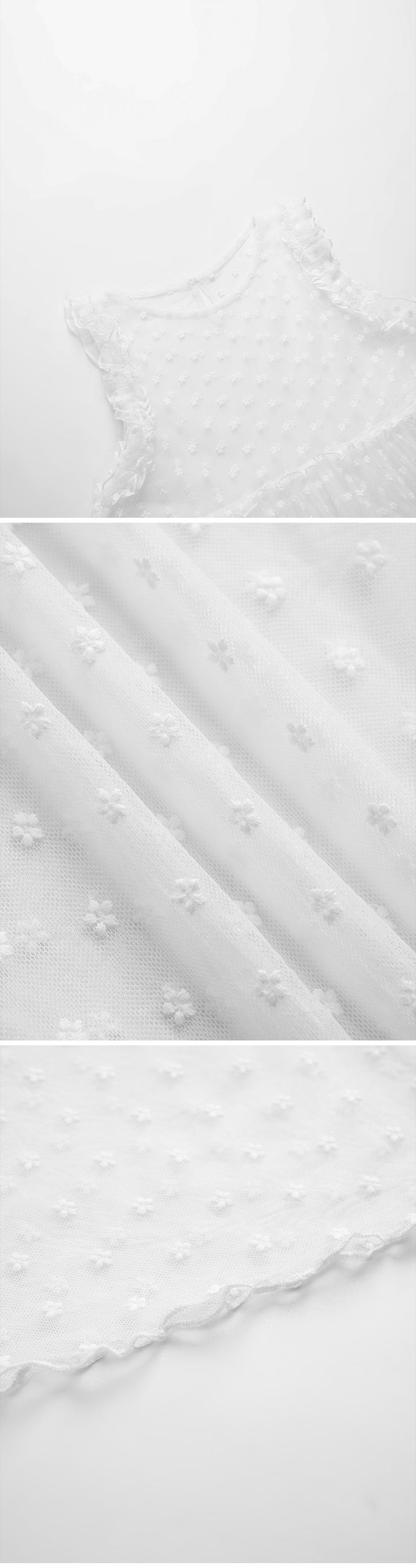 フラワー刺繍チュールロングトップス