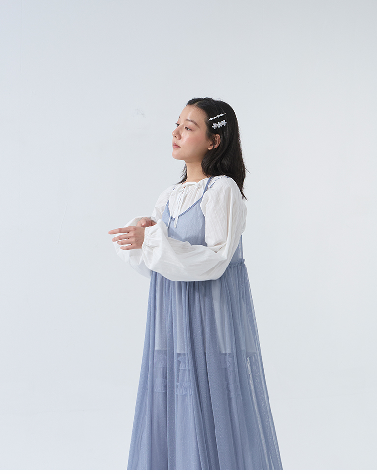 チュールデザインキャミロングジレ - ピンク