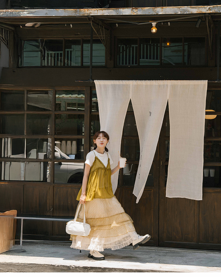 ドットシアーフリルタイジレ マスタード