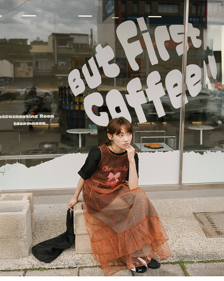 ドットシアーフリルタイジレ テラコッタ