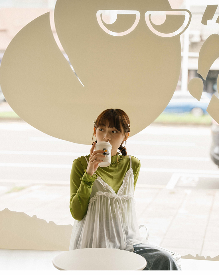 シアーフリルリボンキャミソール - ホワイト