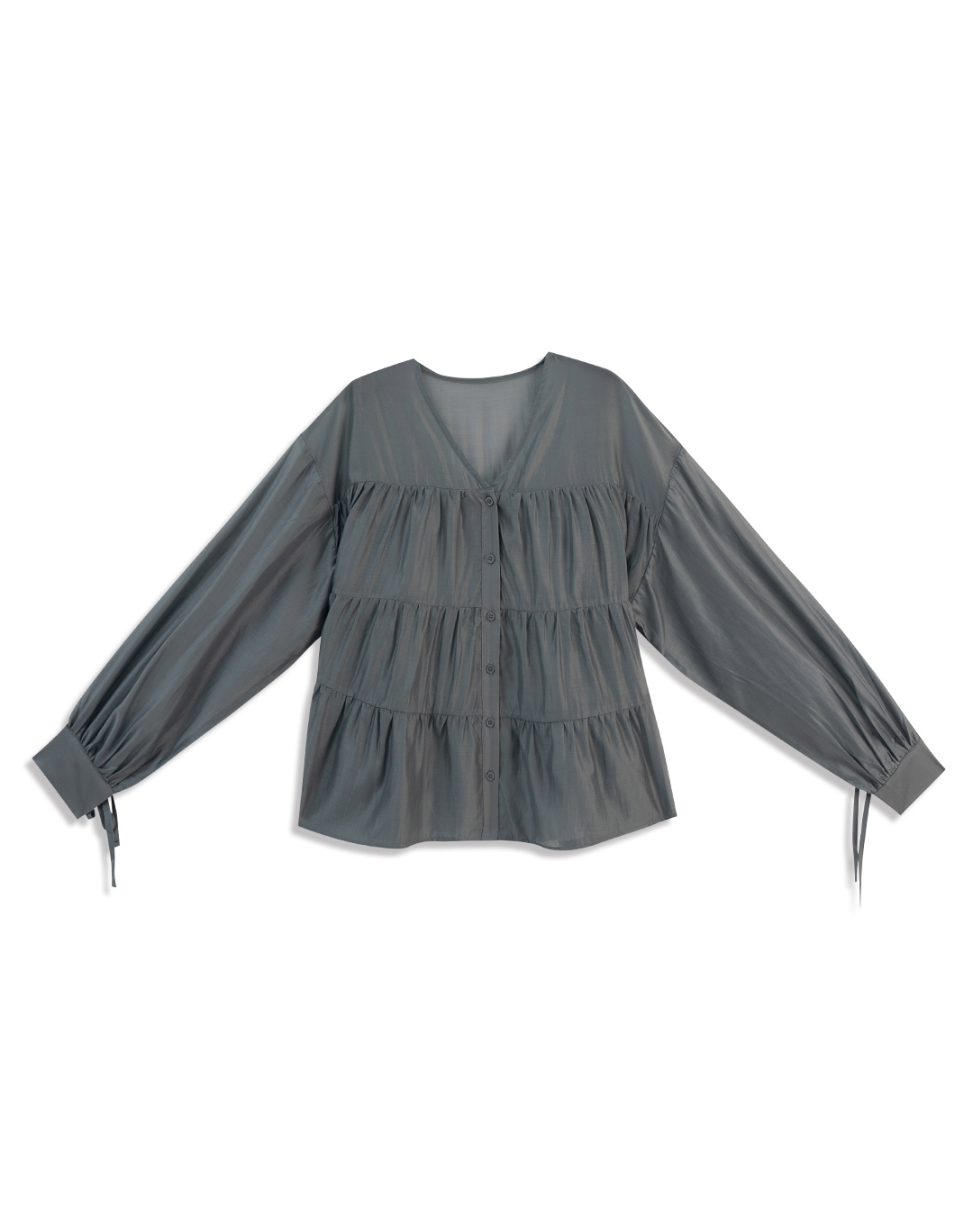 微光沢ティアードブラウス 2色展開