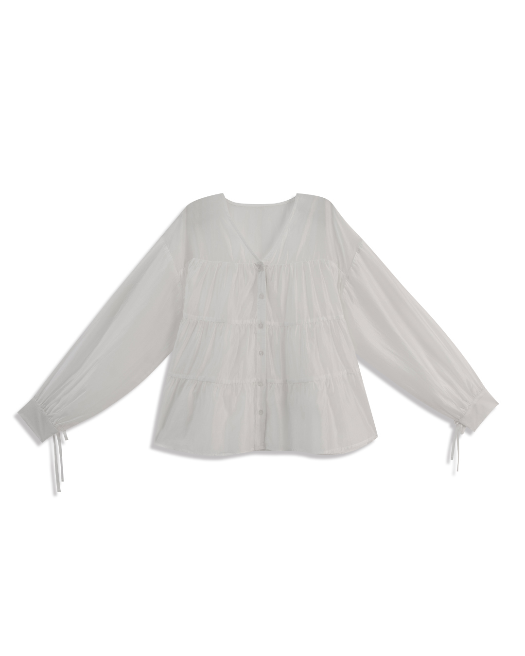 微光沢ティアードブラウス 2色展開