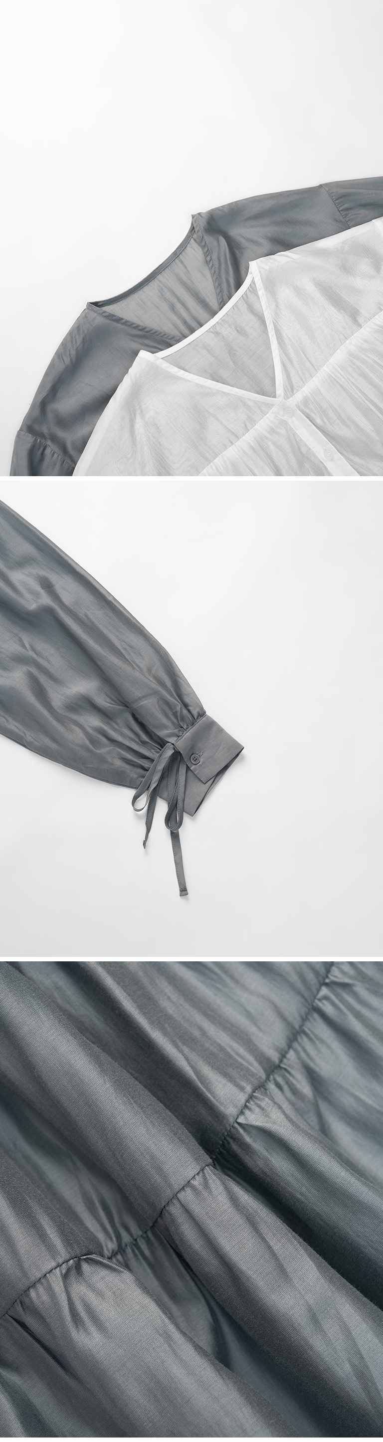 微光沢ティアードブラウス 2色展開