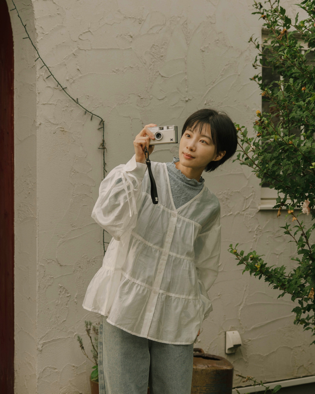 微光沢ティアードブラウス 2色展開