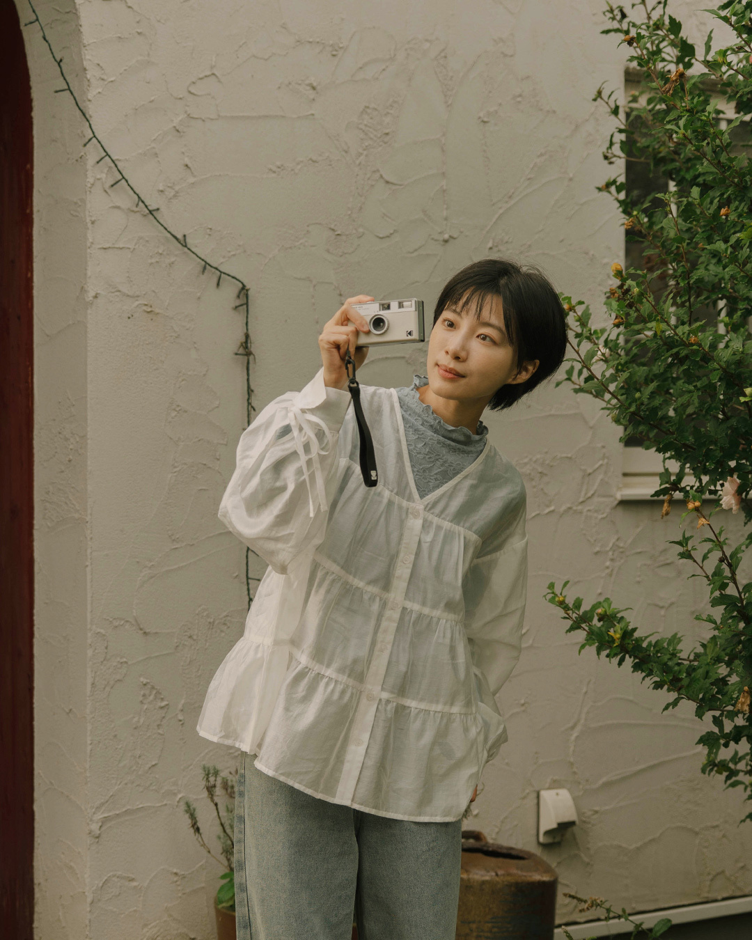 微光沢ティアードブラウス 2色展開