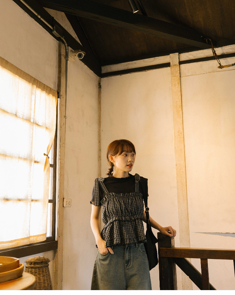 チェックフリルペプラムキャミソール 3色展開