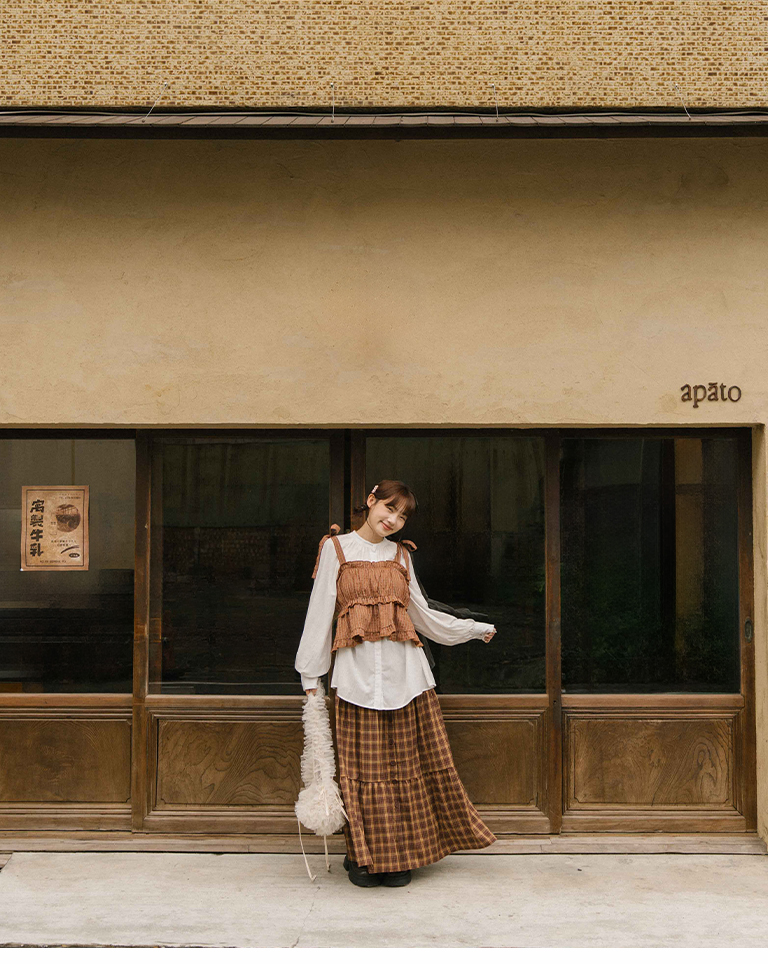 チェックフリルペプラムキャミソール 3色展開