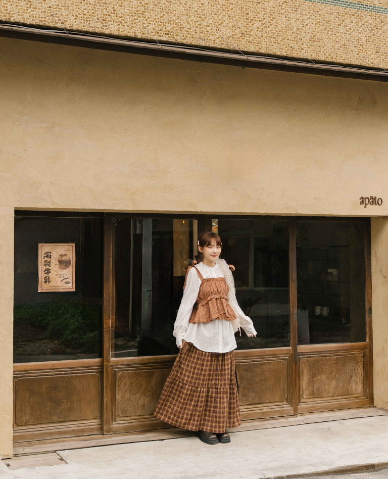 チェックフリルペプラムキャミソール 3色展開