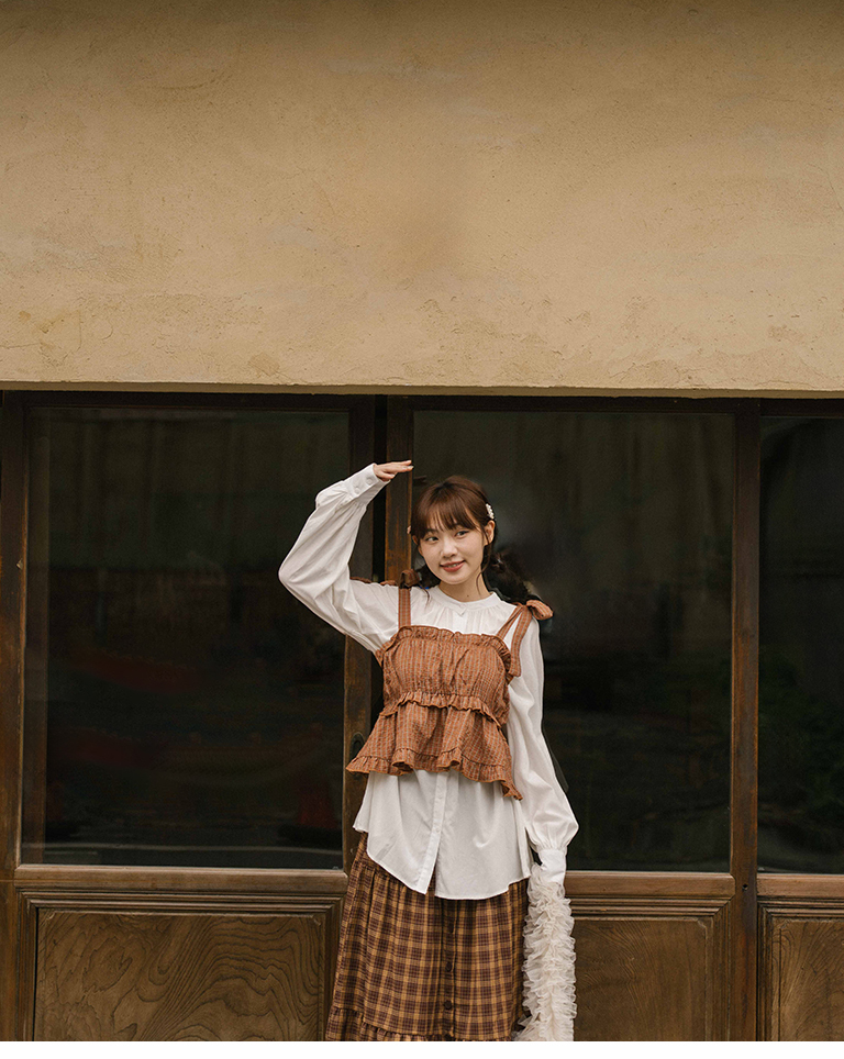 チェックフリルペプラムキャミソール 3色展開