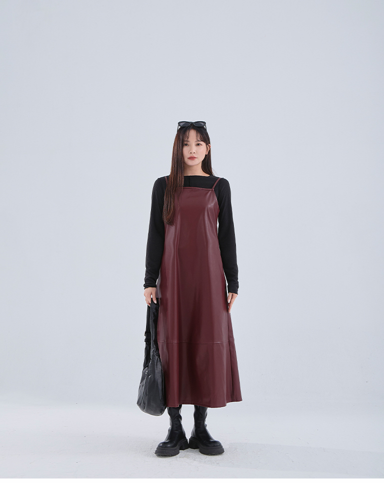 リブ切り替えメロートップス ブラック