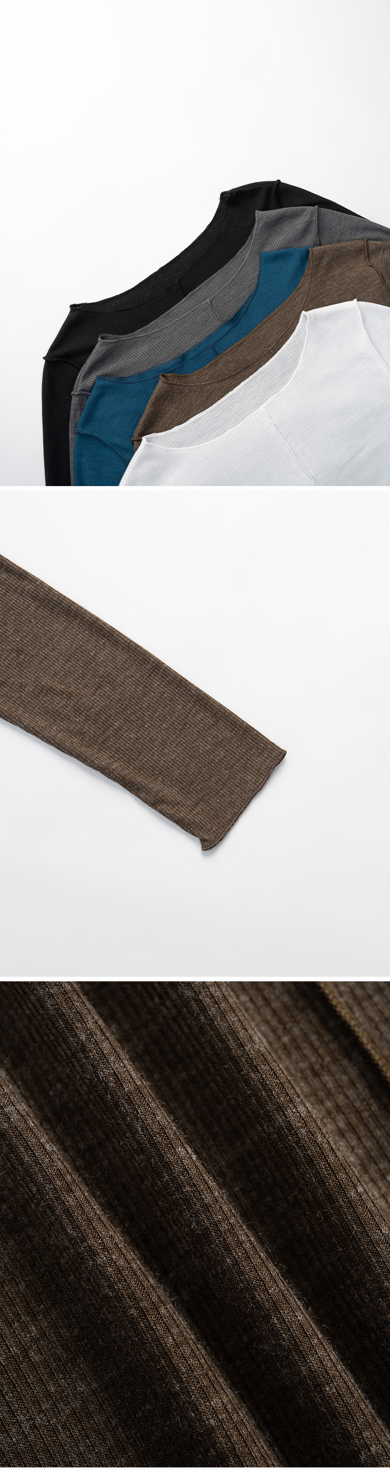 リブ切り替えメロートップス ブルー