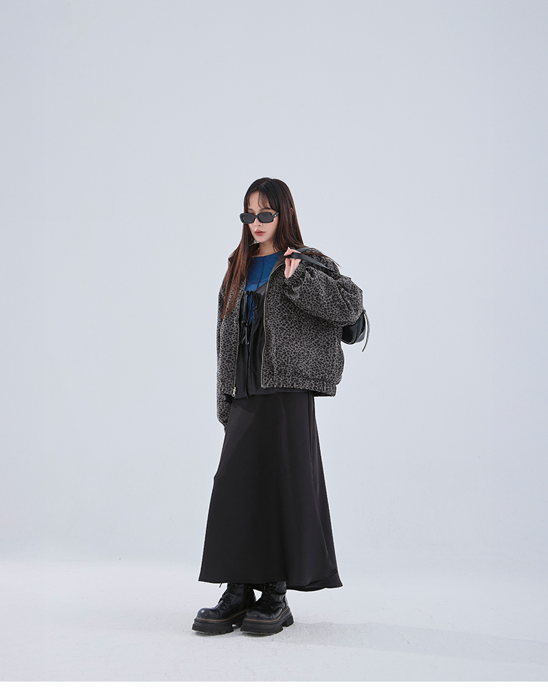 リブ切り替えメロートップス ブルー