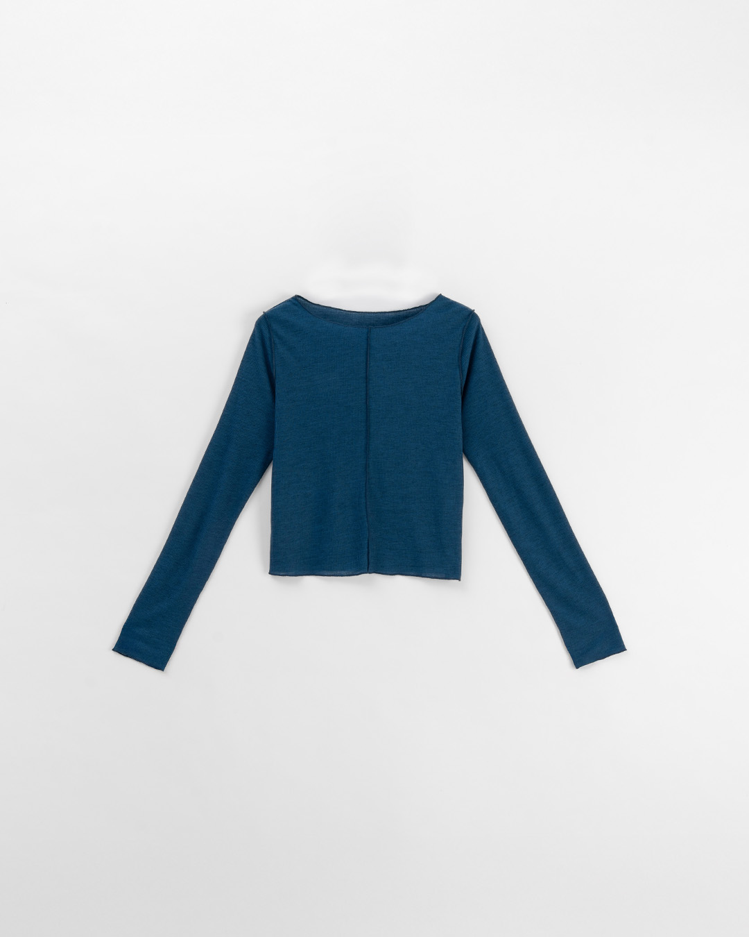 リブ切り替えメロートップス ブルー