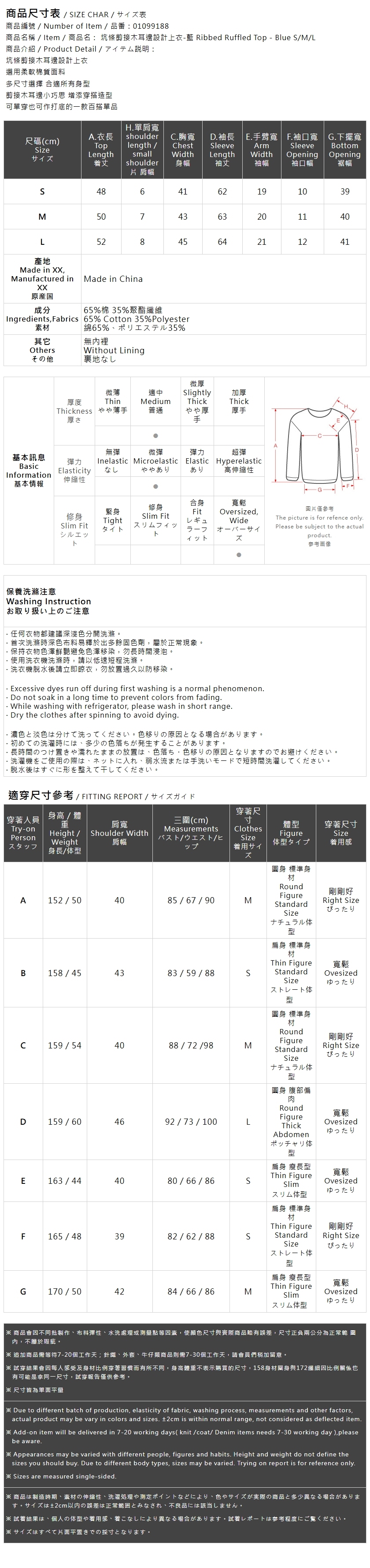 リブ切り替えメロートップス ブルー